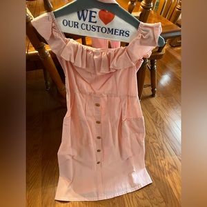 Amazon Light Pink Off the Shoulder Ruffled Dress